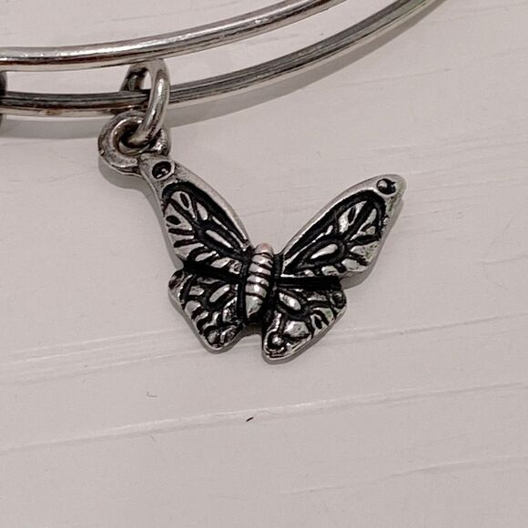 Alex & Ani Butterfly Silver Charm Bangle Bracelet With Charms Rafaelian Silver - Picture 7 of 14
